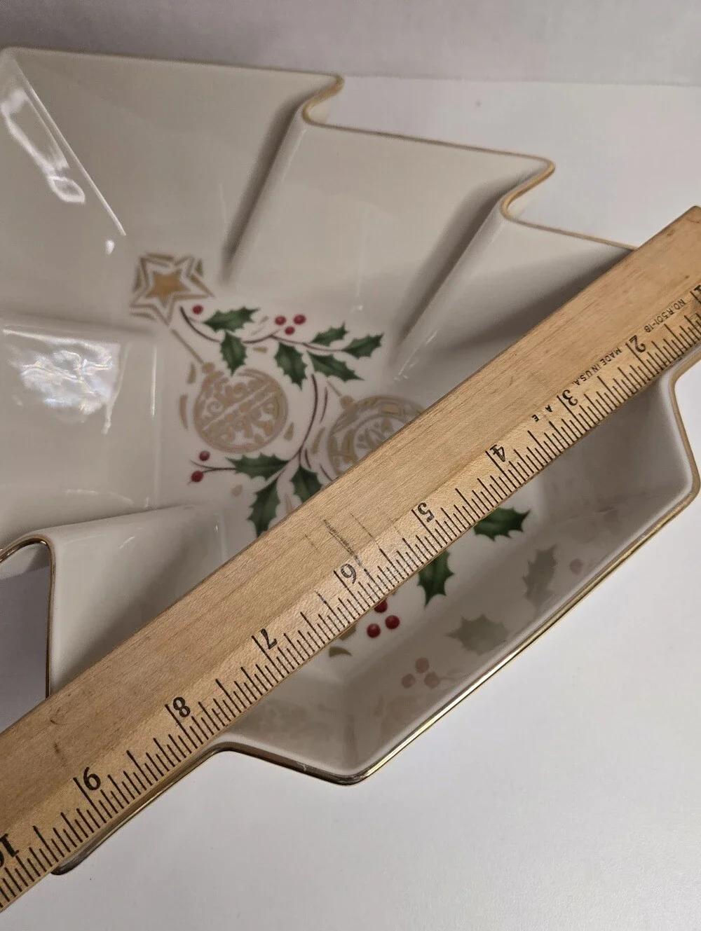 Lenox Fine Porcelain Christmas DAZZLE TREE Shaped Serving Bowl Made In USA